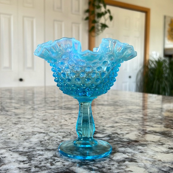 Opalescent Fenton Hobnail Pedestal Compote Dish - Picture 3 of 10